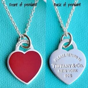 Tiffany & Co Rare Return to Tiffany Red Enamel Small Heart Tag Necklace Giftable